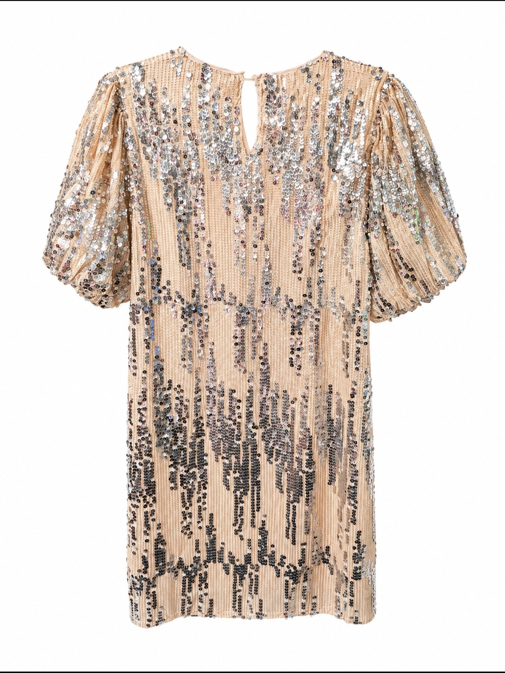 THML Champagne Sequin Puff Sleeve Mini Dress - Picture 4 of 8